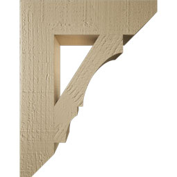 Ekena Millwork - BKTUR035X14X18BOA06RCPR - Timberthane Faux Wood Balboa Style Bracket, Slat Ends, 3 1/2"W x 14"D x 18"H, Primed Tan