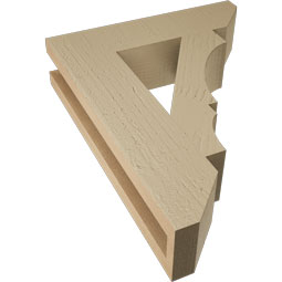 Ekena Millwork - BKTUR035X14X18BOA06RCPR - Timberthane Faux Wood Balboa Style Bracket, Slat Ends, 3 1/2"W x 14"D x 18"H, Primed Tan