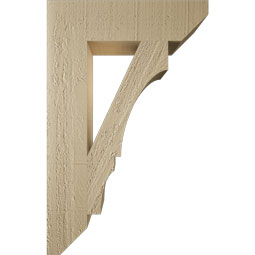 Ekena Millwork - BKTUR035X14X22BOA06RCPR - Timberthane Faux Wood Balboa Style Bracket, Slat Ends, 3 1/2"W x 14"D x 22"H, Primed Tan