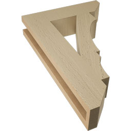 Ekena Millwork - BKTUR035X14X22BOA06RCPR - Timberthane Faux Wood Balboa Style Bracket, Slat Ends, 3 1/2"W x 14"D x 22"H, Primed Tan