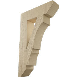 Ekena Millwork - BKTUR035X14X22BOA06RCPR - Timberthane Faux Wood Balboa Style Bracket, Slat Ends, 3 1/2"W x 14"D x 22"H, Primed Tan