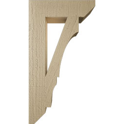 Ekena Millwork - BKTUR035X14X26BOA06RCPR - Timberthane Faux Wood Balboa Style Bracket, Slat Ends, 3 1/2"W x 14"D x 26"H, Primed Tan