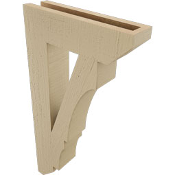 Ekena Millwork - BKTUR035X14X26BOA06RCPR - Timberthane Faux Wood Balboa Style Bracket, Slat Ends, 3 1/2"W x 14"D x 26"H, Primed Tan
