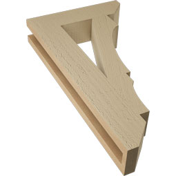 Ekena Millwork - BKTUR035X14X26BOA06RCPR - Timberthane Faux Wood Balboa Style Bracket, Slat Ends, 3 1/2"W x 14"D x 26"H, Primed Tan