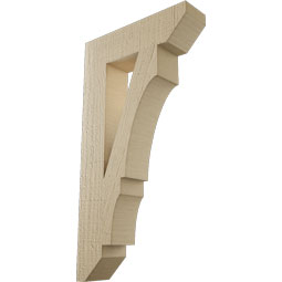 Ekena Millwork - BKTUR035X14X26BOA06RCPR - Timberthane Faux Wood Balboa Style Bracket, Slat Ends, 3 1/2"W x 14"D x 26"H, Primed Tan