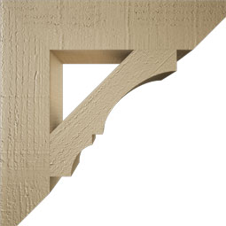 Ekena Millwork - BKTUR035X16X16BOA06RCPR - Timberthane Faux Wood Balboa Style Bracket, Slat Ends, 3 1/2"W x 16"D x 16"H, Primed Tan