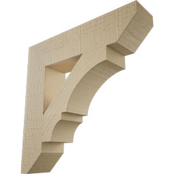 Ekena Millwork - BKTUR035X16X16BOA06RCPR - Timberthane Faux Wood Balboa Style Bracket, Slat Ends, 3 1/2"W x 16"D x 16"H, Primed Tan