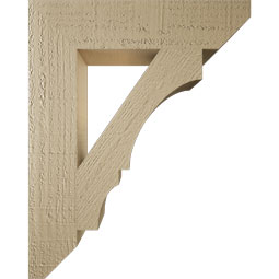 Ekena Millwork - BKTUR035X16X20BOA06RCPR - Timberthane Faux Wood Balboa Style Bracket, Slat Ends, 3 1/2"W x 16"D x 20"H, Primed Tan