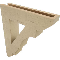 Ekena Millwork - BKTUR035X16X20BOA06RCPR - Timberthane Faux Wood Balboa Style Bracket, Slat Ends, 3 1/2"W x 16"D x 20"H, Primed Tan