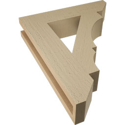 Ekena Millwork - BKTUR035X16X20BOA06RCPR - Timberthane Faux Wood Balboa Style Bracket, Slat Ends, 3 1/2"W x 16"D x 20"H, Primed Tan