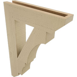 Ekena Millwork - BKTUR035X16X24BOA06RCPR - Timberthane Faux Wood Balboa Style Bracket, Slat Ends, 3 1/2"W x 16"D x 24"H, Primed Tan