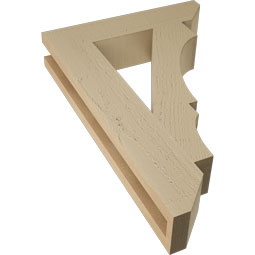Ekena Millwork - BKTUR035X16X24BOA06RCPR - Timberthane Faux Wood Balboa Style Bracket, Slat Ends, 3 1/2"W x 16"D x 24"H, Primed Tan