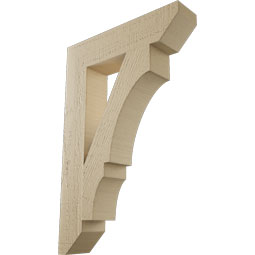Ekena Millwork - BKTUR035X16X24BOA06RCPR - Timberthane Faux Wood Balboa Style Bracket, Slat Ends, 3 1/2"W x 16"D x 24"H, Primed Tan