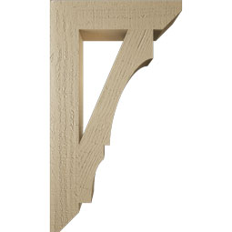 Ekena Millwork - BKTUR035X16X28BOA06RCPR - Timberthane Faux Wood Balboa Style Bracket, Slat Ends, 3 1/2"W x 16"D x 28"H, Primed Tan