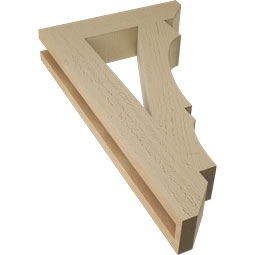 Ekena Millwork - BKTUR035X16X28BOA06RCPR - Timberthane Faux Wood Balboa Style Bracket, Slat Ends, 3 1/2"W x 16"D x 28"H, Primed Tan
