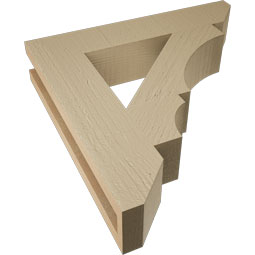 Ekena Millwork - BKTUR035X18X18BOA06RCPR - Timberthane Faux Wood Balboa Style Bracket, Slat Ends, 3 1/2"W x 18"D x 18"H, Primed Tan