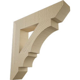 Ekena Millwork - BKTUR035X18X18BOA06RCPR - Timberthane Faux Wood Balboa Style Bracket, Slat Ends, 3 1/2"W x 18"D x 18"H, Primed Tan