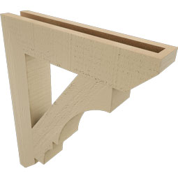 Ekena Millwork - BKTUR035X18X22BOA06RCPR - Timberthane Faux Wood Balboa Style Bracket, Slat Ends, 3 1/2"W x 18"D x 22"H, Primed Tan