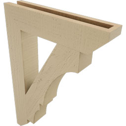 Ekena Millwork - BKTUR035X18X26BOA06RCPR - Timberthane Faux Wood Balboa Style Bracket, Slat Ends, 3 1/2"W x 18"D x 26"H, Primed Tan