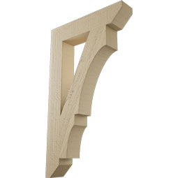 Ekena Millwork - BKTUR035X18X30BOA06RCPR - Timberthane Faux Wood Balboa Style Bracket, Slat Ends, 3 1/2"W x 18"D x 30"H, Primed Tan