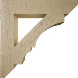 Ekena Millwork - BKTUR035X20X20BOA06RCPR - Timberthane Faux Wood Balboa Style Bracket, Slat Ends, 3 1/2"W x 20"D x 20"H, Primed Tan