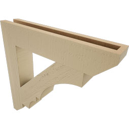 Ekena Millwork - BKTUR035X20X20BOA06RCPR - Timberthane Faux Wood Balboa Style Bracket, Slat Ends, 3 1/2"W x 20"D x 20"H, Primed Tan