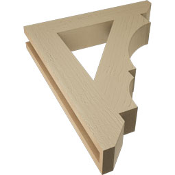 Ekena Millwork - BKTUR035X20X24BOA06RCPR - Timberthane Faux Wood Balboa Style Bracket, Slat Ends, 3 1/2"W x 20"D x 24"H, Primed Tan