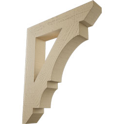 Ekena Millwork - BKTUR035X20X24BOA06RCPR - Timberthane Faux Wood Balboa Style Bracket, Slat Ends, 3 1/2"W x 20"D x 24"H, Primed Tan