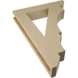 Ekena Millwork - BKTUR035X20X28BOA06RCPR - Timberthane Faux Wood Balboa Style Bracket, Slat Ends, 3 1/2"W x 20"D x 28"H, Primed Tan