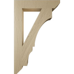 Ekena Millwork - BKTUR035X20X32BOA06RCPR - Timberthane Faux Wood Balboa Style Bracket, Slat Ends, 3 1/2"W x 20"D x 32"H, Primed Tan