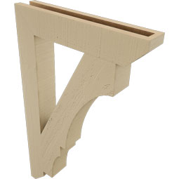 Ekena Millwork - BKTUR035X20X32BOA06RCPR - Timberthane Faux Wood Balboa Style Bracket, Slat Ends, 3 1/2"W x 20"D x 32"H, Primed Tan