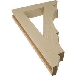 Ekena Millwork - BKTUR035X20X32BOA06RCPR - Timberthane Faux Wood Balboa Style Bracket, Slat Ends, 3 1/2"W x 20"D x 32"H, Primed Tan