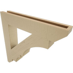 Ekena Millwork - BKTUR035X22X22BOA06RCPR - Timberthane Faux Wood Balboa Style Bracket, Slat Ends, 3 1/2"W x 22"D x 22"H, Primed Tan
