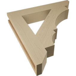 Ekena Millwork - BKTUR035X22X22BOA06RCPR - Timberthane Faux Wood Balboa Style Bracket, Slat Ends, 3 1/2"W x 22"D x 22"H, Primed Tan
