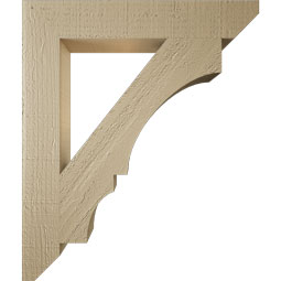 Ekena Millwork - BKTUR035X22X26BOA06RCPR - Timberthane Faux Wood Balboa Style Bracket, Slat Ends, 3 1/2"W x 22"D x 26"H, Primed Tan