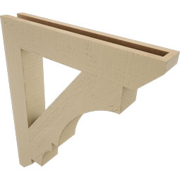 Ekena Millwork - BKTUR035X22X26BOA06RCPR - Timberthane Faux Wood Balboa Style Bracket, Slat Ends, 3 1/2"W x 22"D x 26"H, Primed Tan