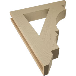 Ekena Millwork - BKTUR035X22X26BOA06RCPR - Timberthane Faux Wood Balboa Style Bracket, Slat Ends, 3 1/2"W x 22"D x 26"H, Primed Tan