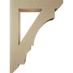 Ekena Millwork - BKTUR035X22X30BOA06RCPR - Timberthane Faux Wood Balboa Style Bracket, Slat Ends, 3 1/2"W x 22"D x 30"H, Primed Tan