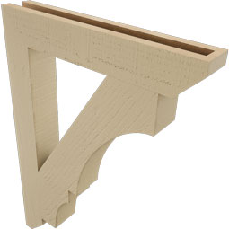 Ekena Millwork - BKTUR035X22X30BOA06RCPR - Timberthane Faux Wood Balboa Style Bracket, Slat Ends, 3 1/2"W x 22"D x 30"H, Primed Tan