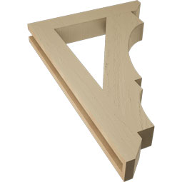 Ekena Millwork - BKTUR035X22X34BOA06RCPR - Timberthane Faux Wood Balboa Style Bracket, Slat Ends, 3 1/2"W x 22"D x 34"H, Primed Tan