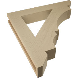 Ekena Millwork - BKTUR035X24X24BOA06RCPR - Timberthane Faux Wood Balboa Style Bracket, Slat Ends, 3 1/2"W x 24"D x 24"H, Primed Tan