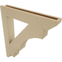 Ekena Millwork - BKTUR035X24X28BOA06RCPR - Timberthane Faux Wood Balboa Style Bracket, Slat Ends, 3 1/2"W x 24"D x 28"H, Primed Tan