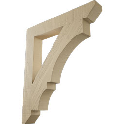Ekena Millwork - BKTUR035X24X28BOA06RCPR - Timberthane Faux Wood Balboa Style Bracket, Slat Ends, 3 1/2"W x 24"D x 28"H, Primed Tan