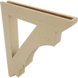 Ekena Millwork - BKTUR035X24X32BOA06RCPR - Timberthane Faux Wood Balboa Style Bracket, Slat Ends, 3 1/2"W x 24"D x 32"H, Primed Tan