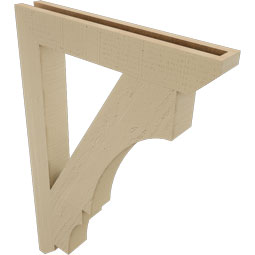 Ekena Millwork - BKTUR035X24X36BOA06RCPR - Timberthane Faux Wood Balboa Style Bracket, Slat Ends, 3 1/2"W x 24"D x 36"H, Primed Tan