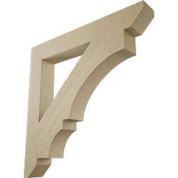 Ekena Millwork - BKTUR035X26X26BOA06RCPR - Timberthane Faux Wood Balboa Style Bracket, Slat Ends, 3 1/2"W x 26"D x 26"H, Primed Tan