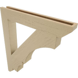 Ekena Millwork - BKTUR035X26X30BOA06RCPR - Timberthane Faux Wood Balboa Style Bracket, Slat Ends, 3 1/2"W x 26"D x 30"H, Primed Tan