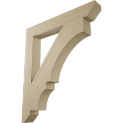 Ekena Millwork - BKTUR035X26X30BOA06RCPR - Timberthane Faux Wood Balboa Style Bracket, Slat Ends, 3 1/2"W x 26"D x 30"H, Primed Tan