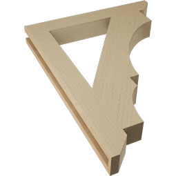 Ekena Millwork - BKTUR035X26X34BOA06RCPR - Timberthane Faux Wood Balboa Style Bracket, Slat Ends, 3 1/2"W x 26"D x 34"H, Primed Tan
