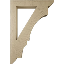 Ekena Millwork - BKTUR035X26X38BOA06RCPR - Timberthane Faux Wood Balboa Style Bracket, Slat Ends, 3 1/2"W x 26"D x 38"H, Primed Tan